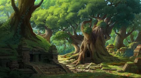 Old Temple In The Forest Yeonji Rhee Environment Concept Art