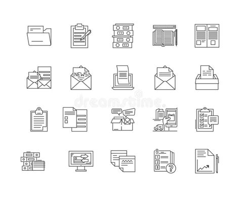 Archive Line Icons Signs Vector Set Outline Illustration Concept