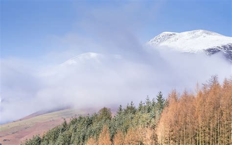 Download Wallpaper 3840x2400 Mountain Trees Cloud Peak Snow 4k