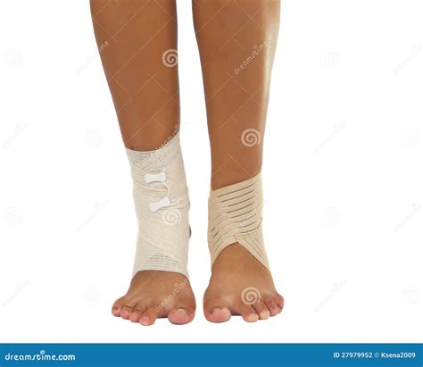 Injured Ankle With Bandage Stock Photo Image Of Pain 27979952