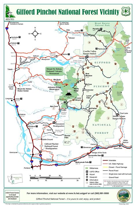 Several campsite are located right on the shoreline. Gifford Pinchot National Forest Vicinity Map - Gifford ...