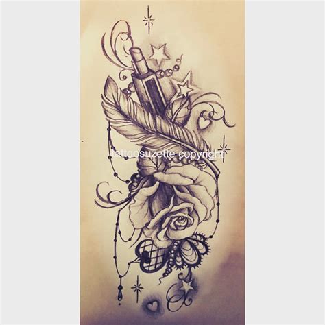 Girly Tattoo Design Rose Lace Feather By Tattoosuzette On Deviantart