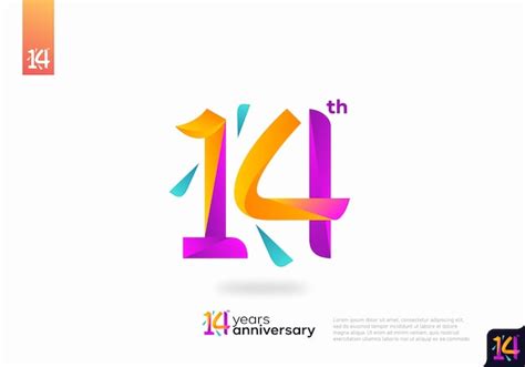 Premium Vector Number 14 Logo Icon Design 14th Birthday Logo Number