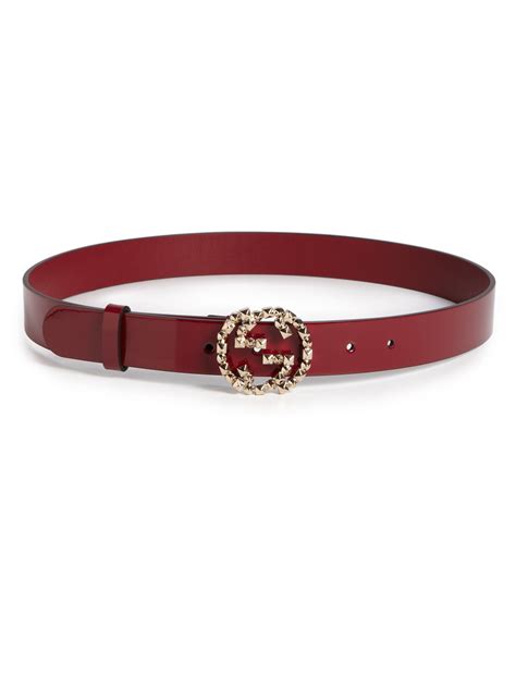 Gucci Red Studded Buckle Leather Belt Lyst