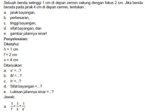 Cermin datar memiliki sifat maya, tegak, sama. Contoh soal dan penyelesaian soal Cermin cekung | PHYSICS ...