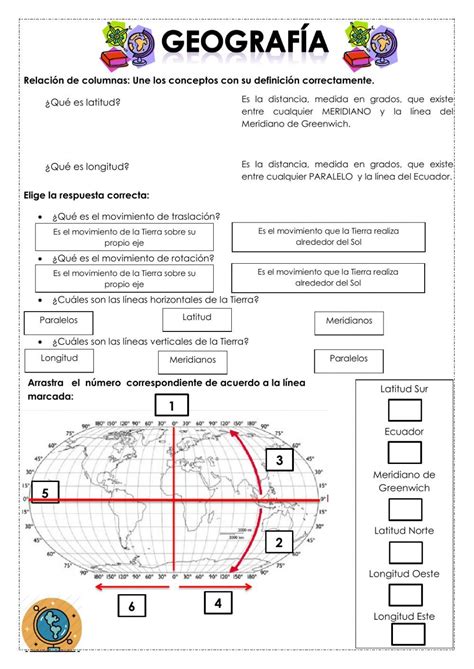 A Paper With The Words Geografia Written In Spanish And An Image Of A Globe