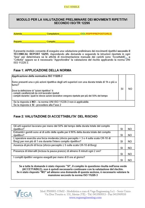 Modulistica Per La Sicurezza Sul Lavoro Vega Engineering