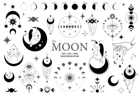 Moon Svg Crescent Moon Svg Celestial Svg Files Moon Phases Etsy