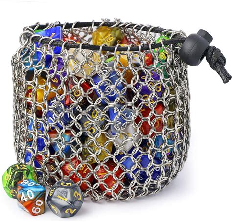 Youshares Chainmail Dandd Dice Bag Large Capacity Stainless