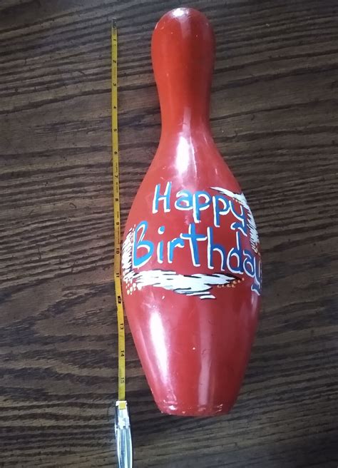 Vintage 15 Wooden Happy Birthday Bowling Pin Etsy
