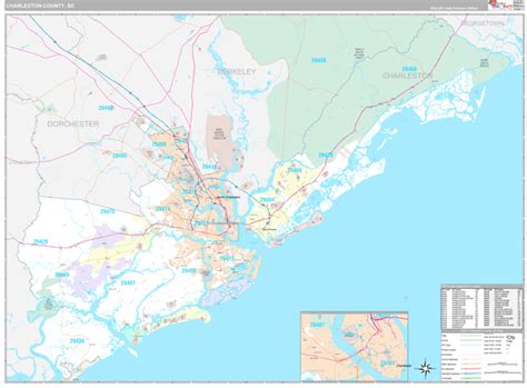 Charleston County Sc 5 Digit Zip Code Maps Premium