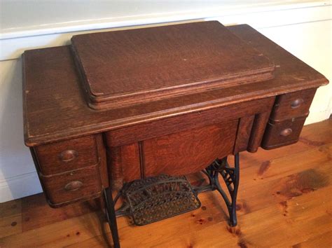 Antique Treadle Sewing Machine New Home Brand Oak Cabinet Pickup Only