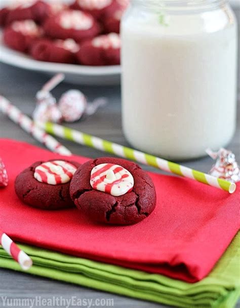 Red Velvet Peppermint Thumbprint Cookies Yummy Healthy Easy