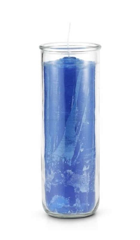 7 Day Pull Out Candle Blue With Glass