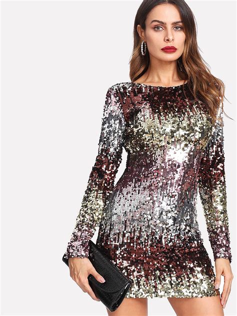 Shop Iridescent Sequin Dress Online SheIn Offers Iridescent Sequin