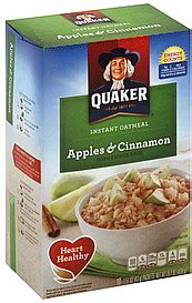 (redirected from quaker instant oatmeal). Quaker Oatmeal Instant, Apples & Cinnamon 10.0 ea Nutrition Information | ShopWell