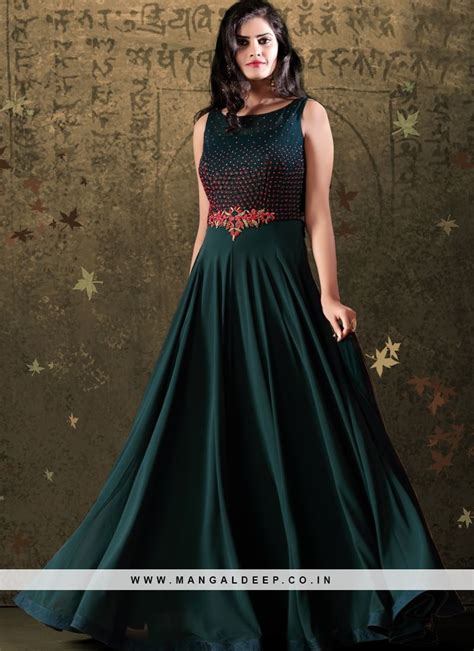 Check out our party wear anarkali selection for the very best in unique or custom, handmade pieces from our dresses shops. Buy teal floor touch partywear readymade anarkali dress at ...