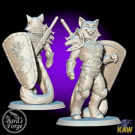 Paladin Catfolk Tabaxi Cat Kaw Miniature 3d Resin Etsy