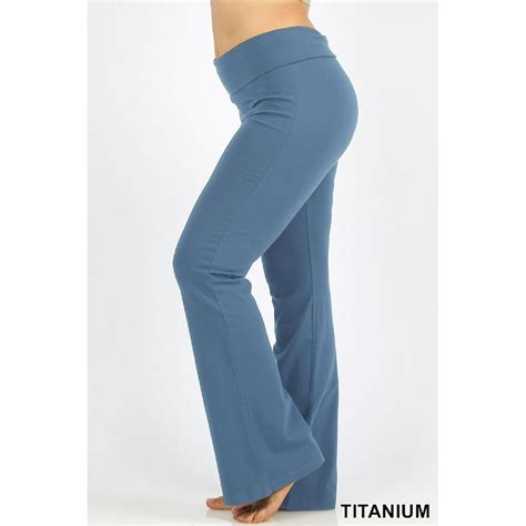 zenana zenana women fold over waist cotton stretch flare leg boot cut yoga pants leggings