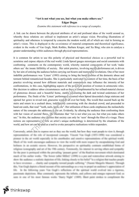 Always remember to select a topic of your interest. Visual Arts Essay | Visual Arts - Year 12 HSC | Thinkswap