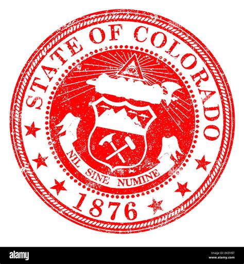 The Seal Of The United States State Of Colorado Rubber Stamp Over White