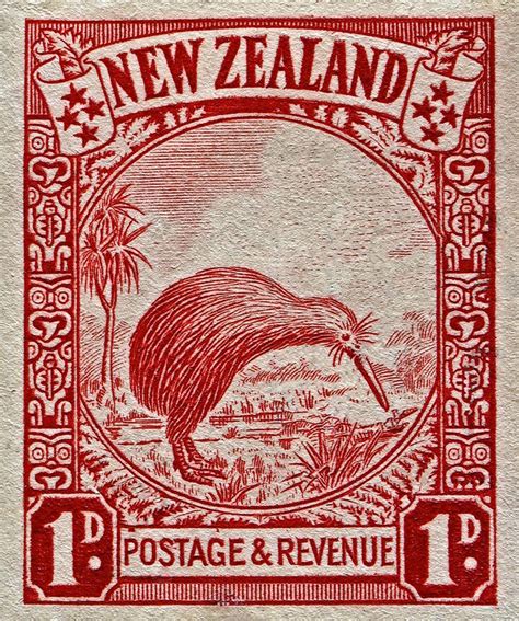 1936 New Zealand Kiwi Stamp Postage Stamp Art Vintage Stamps Rare