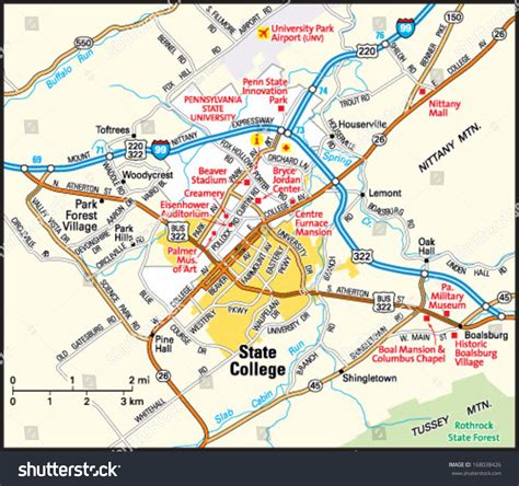 State College Pennsylvania Area Map Stock Vector 168038426 Shutterstock
