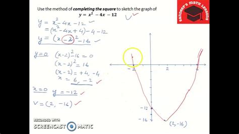 Sketching Quadratic Graphs Part 2 Using Completing Squares Method