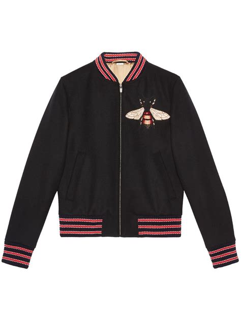 Gucci Embroidered Bumble Bee Jacket Black Modesens