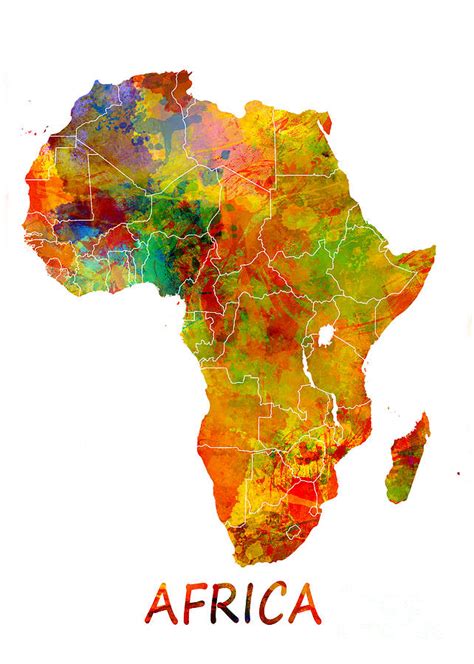 Africa Map Colored Digital Art By Justyna Jaszke Jbjart Fine Art America