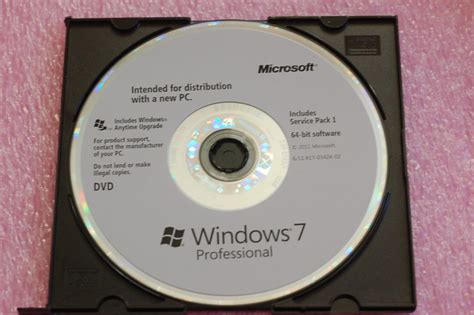 Windows 7 Professional 64 Bit Edition Dvd And License