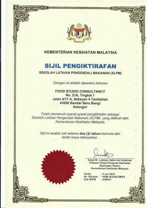 Kementerian kesehatan dipimpin oleh seorang menteri kesehatan (menkes) yang sejak 27 oktober 2014 dijabat oleh nila moeloek. KURSUS PENGENDALIAN MAKANAN - Lembah Klang: Perkhidmatan Kami