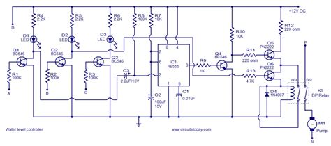 Water Level Controller Circuit Using Transistors And Ne555 Timer Ic