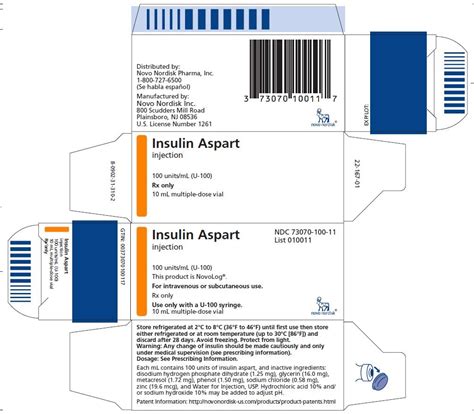 Insulin Aspart Injection Package Insert