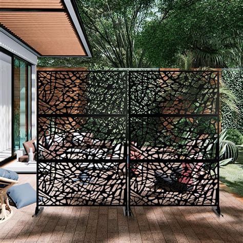 Fency Metal Privacy Screen Freestanding Room Divider Outdoor Privacy Fence Panel Decorative