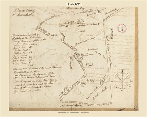 Dennis Massachusetts 1795 Old Town Map Reprint Roads Place Names