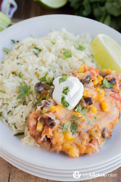 Pin this recipe for later! Salsa Chicken with Cilantro Lime Rice - My Kitchen Craze