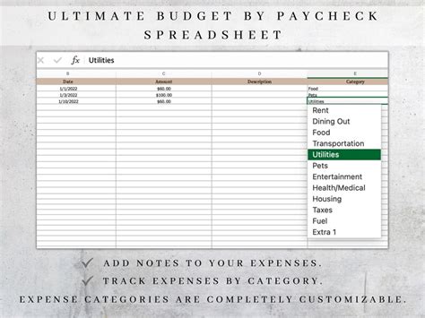 Budget By Paycheck Spreadsheet Paycheck Budget Spreadsheet Etsy