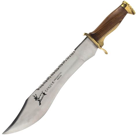 Jungle Bowie Knife 12 Sawback Blade Hardwood Handle Leather Handle