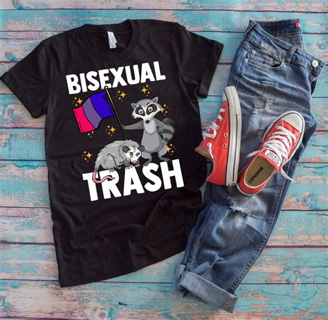 Raccoon Lgbt Shirt Bisexual Trash Funny Bi Flag Bisexual Etsy