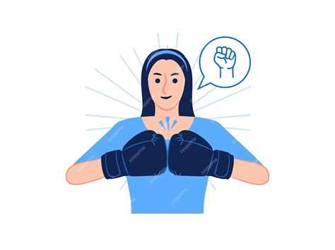Premium Vector Confident Strong Woman Wearing Boxing Gloves Ready For