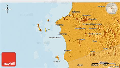 Political 3d Map Of Singkawang