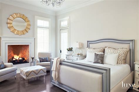 Traditional Cream Master Bedroom With Fireplace Luxe Interiors Design