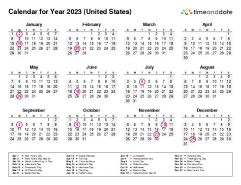 Printable Calendar 2023 For United States Pdf