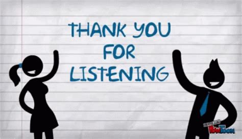 A Thank You For Listening Sign With An Image Of Two People Holding