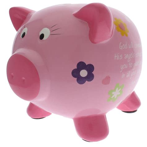 Pink Inspirational Ceramic Piggy Bank For Girls