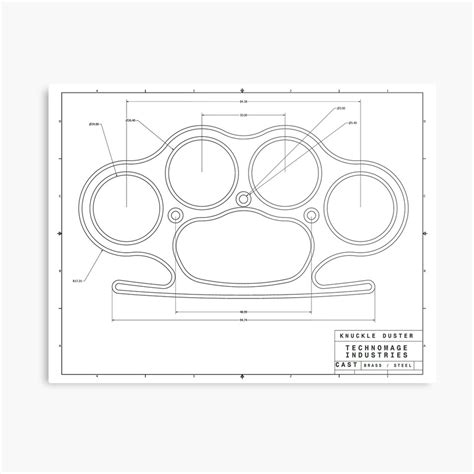 Knuckle Duster Plain Schematic Metal Print By Aromis Redbubble