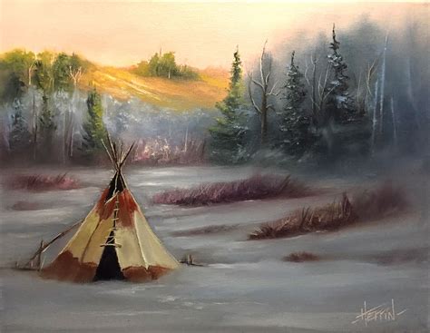 Native American Painting Indian Teepeetipi Art Western Painting