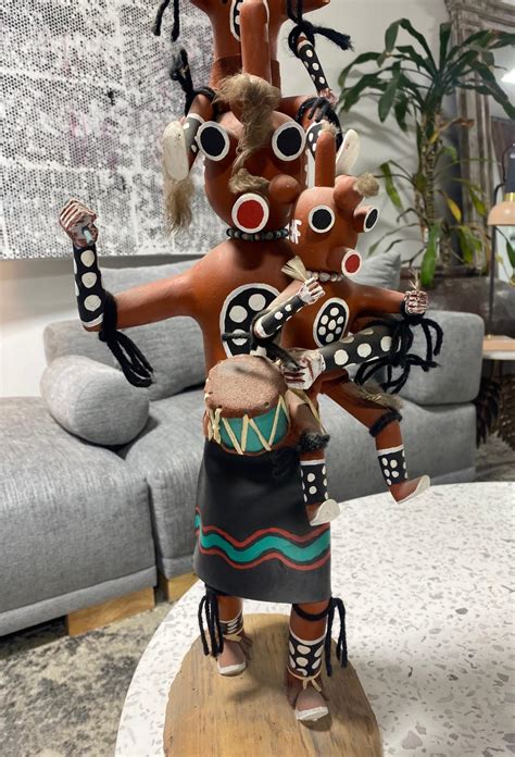 large signed native american hopi original mudhead kachina doll on stand for sale at 1stdibs