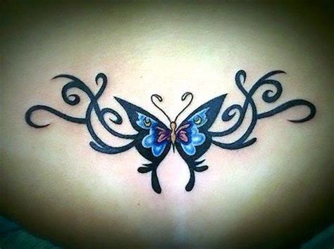 Butterfly Tramp Stamp Tribal Tattoo Idea Lower Back Tattoo Designs